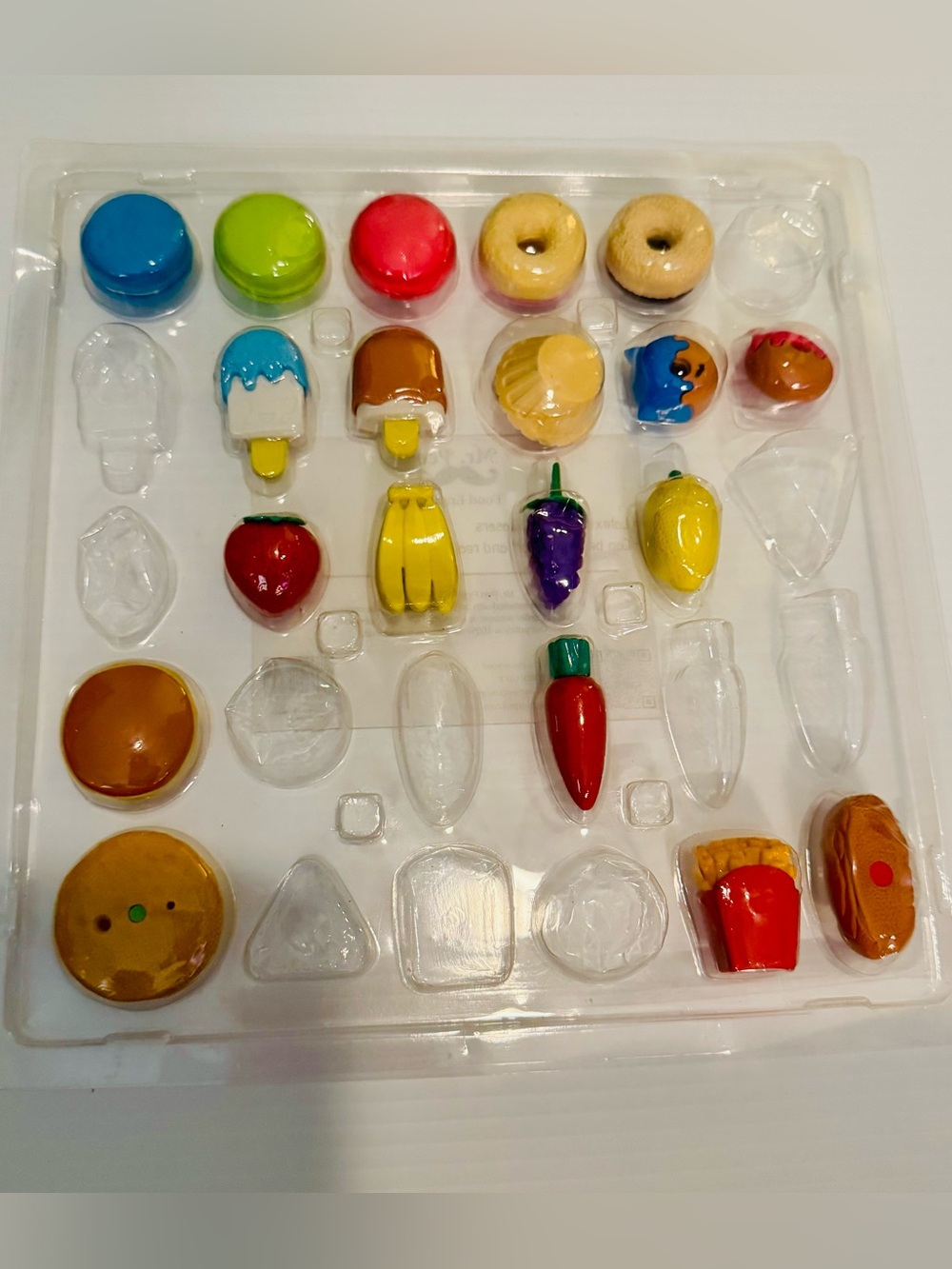 Food Erasers Playset - Multicolor Kids Toy 19 pieces